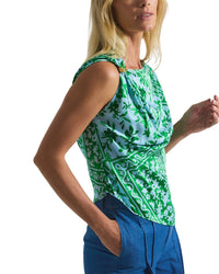 Derek Lam 10 Crosby Ariel Tile Print Asymmetric Top W/ Embellishment