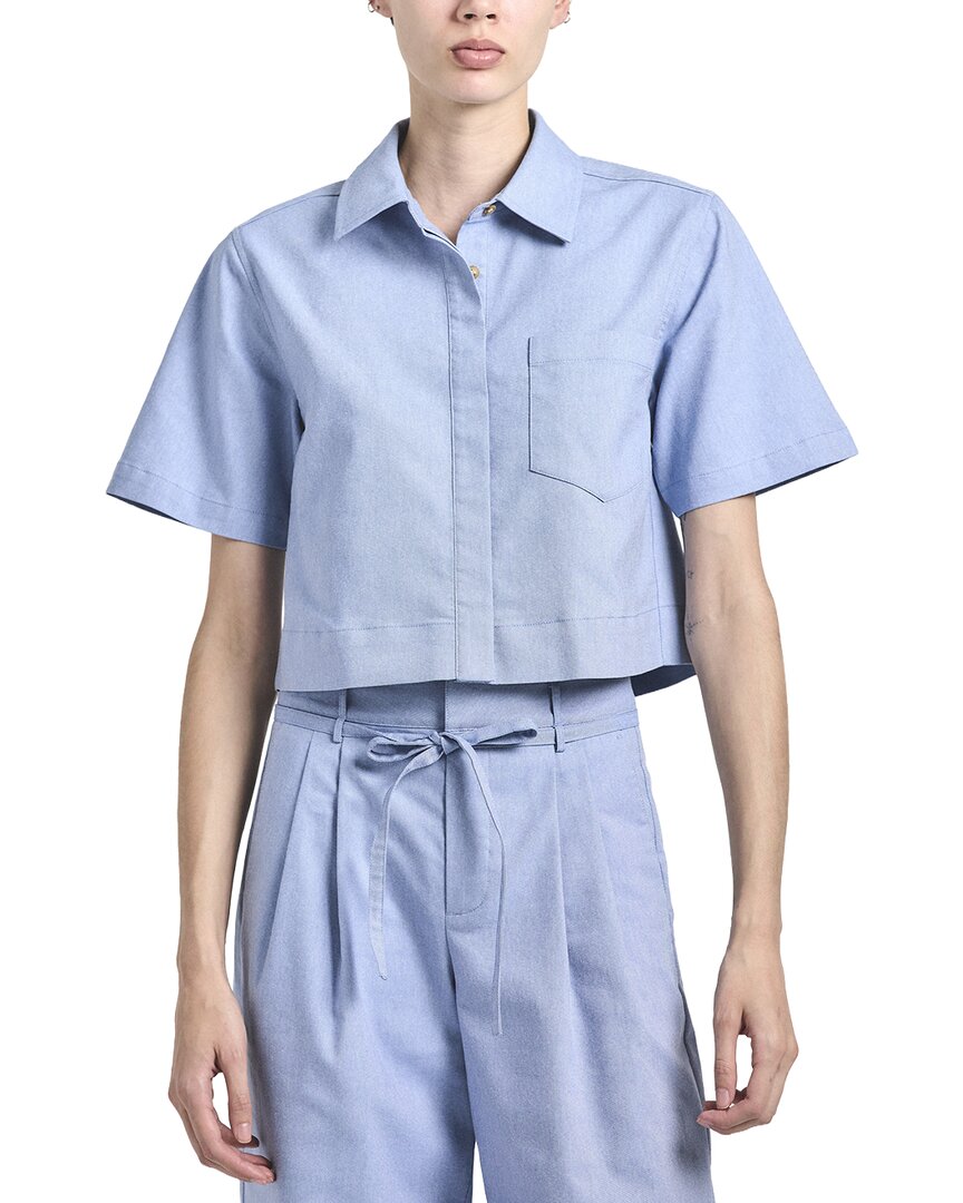 Derek Lam 10 Crosby Lira Crop Short Sleeve Shirt