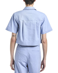 Derek Lam 10 Crosby Lira Crop Short Sleeve Shirt
