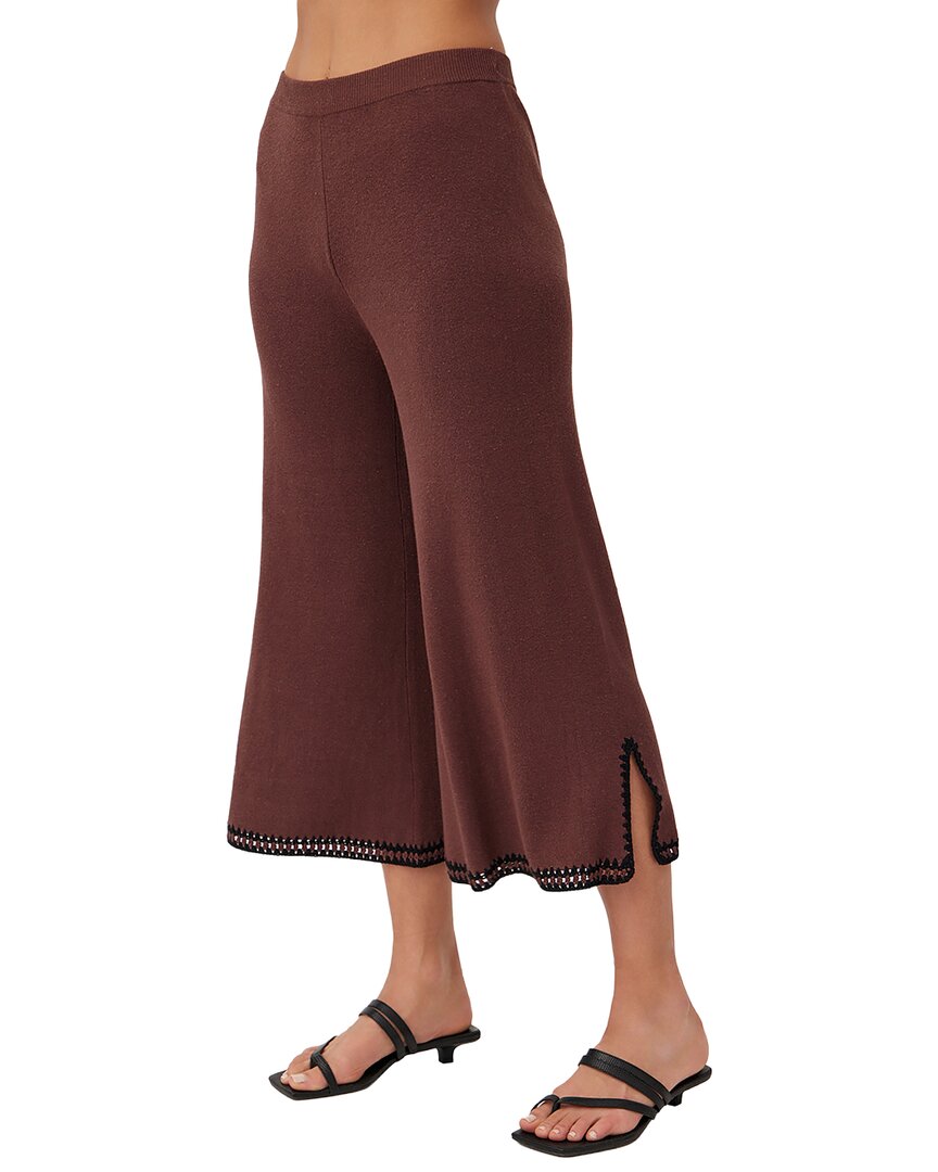 Bella Dahl Crocheted Trim Linen-Blend Cropped Pant