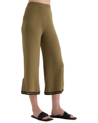 Bella Dahl Crocheted Trim Linen-Blend Cropped Pant