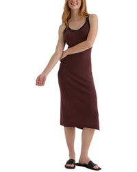 Bella Dahl Crocheted Trim V-Neck Linen-Blend Midi Dress