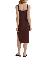 Bella Dahl Crocheted Trim V-Neck Linen-Blend Midi Dress