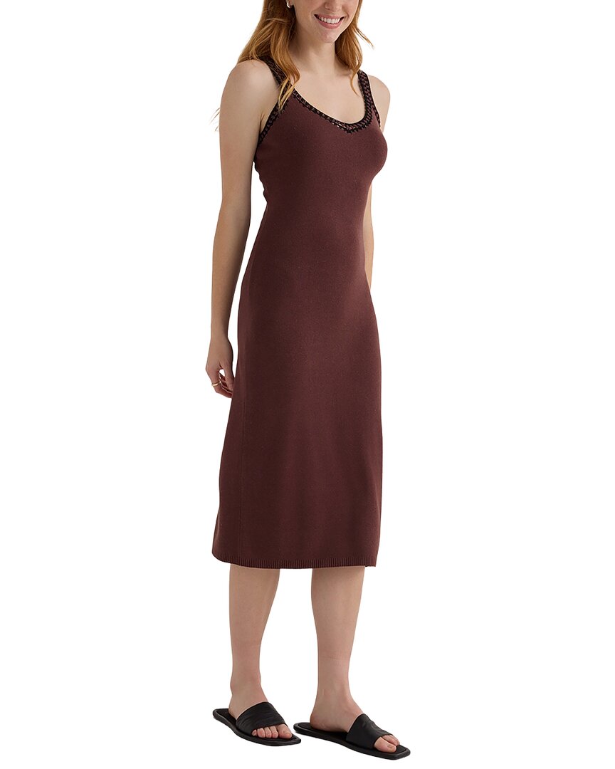 Bella Dahl Crocheted Trim V-Neck Linen-Blend Midi Dress