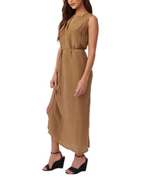 Bella Dahl Sleeveless Belted Linen-Blend Maxi Dress