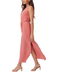 Bella Dahl Sleeveless Belted Linen-Blend Maxi Dress