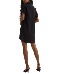 Bella Dahl Roll Sleeve Pocket Linen-Blend Shirtdress
