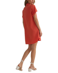 Bella Dahl Roll Sleeve Pocket Linen-Blend Shirtdress