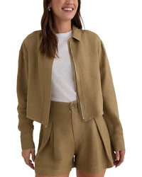 Bella Dahl Oversized Cropped Linen-Blend Shacket