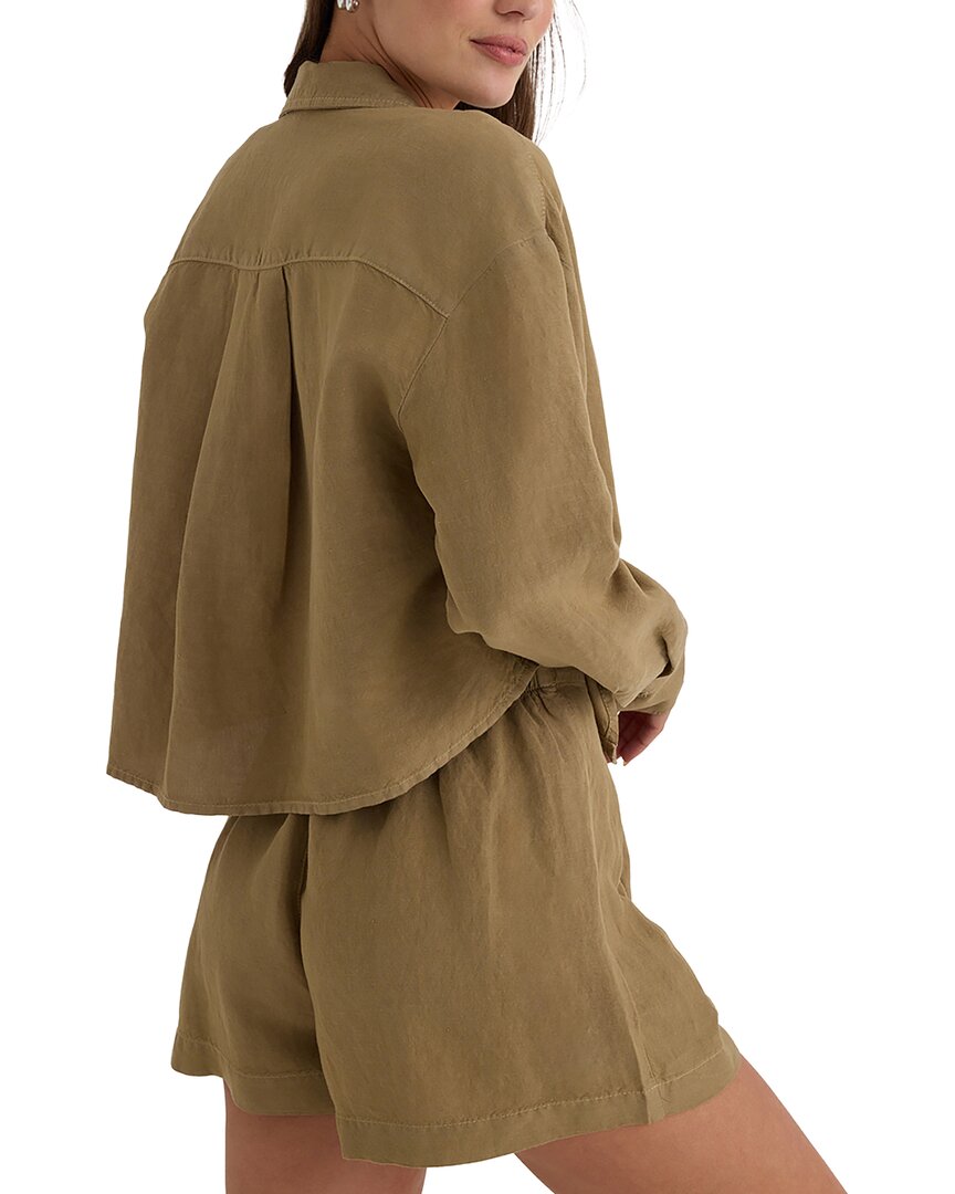 Bella Dahl Oversized Cropped Linen-Blend Shacket