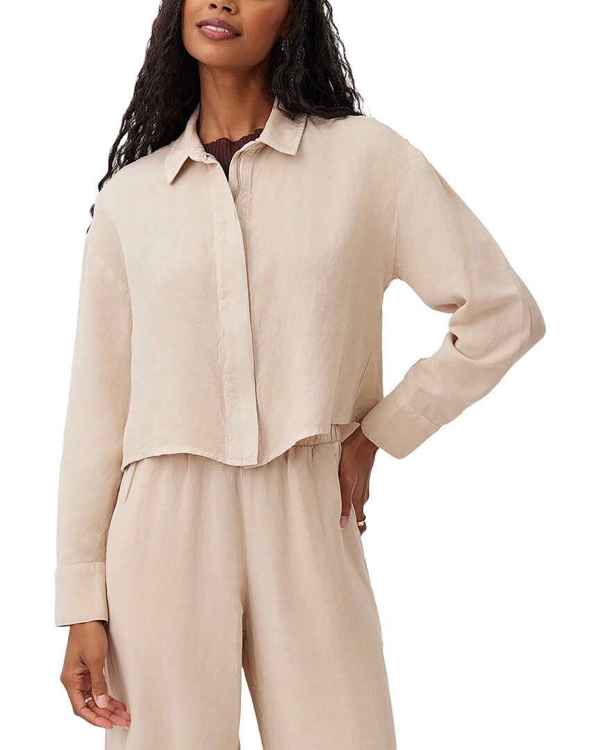 Bella Dahl Oversized Cropped Linen-Blend Shacket