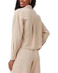 Bella Dahl Oversized Cropped Linen-Blend Shacket