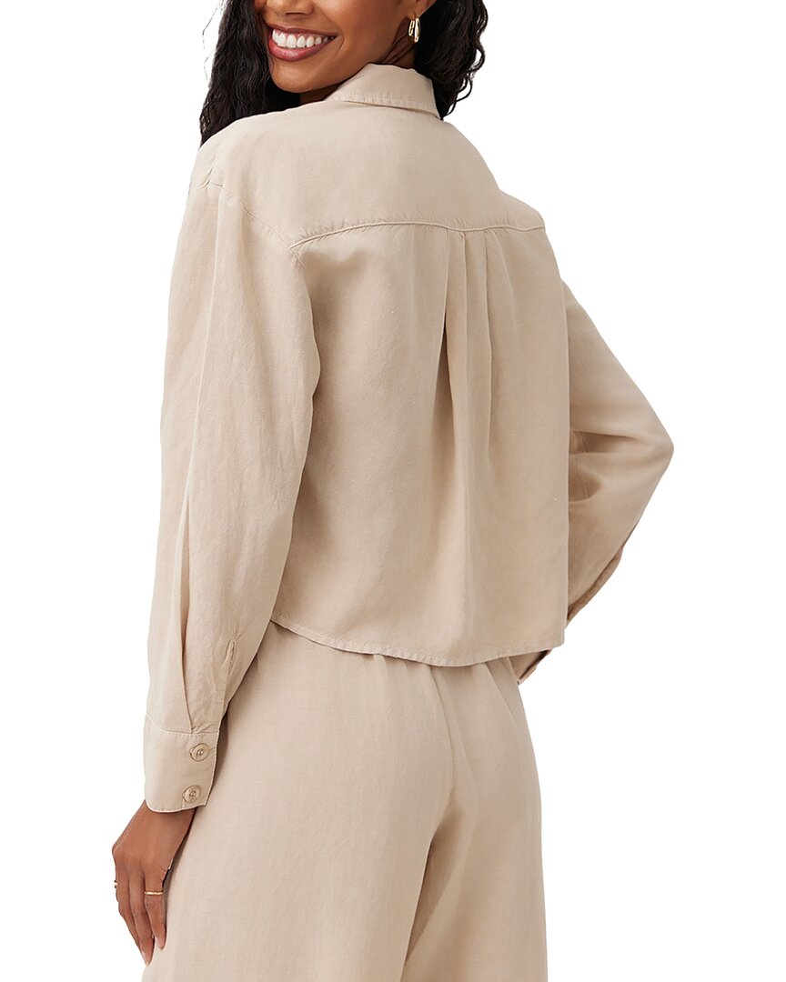Bella Dahl Oversized Cropped Linen-Blend Shacket
