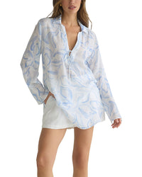 Bella Dahl Tie Front Linen-Blend Tunic