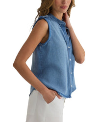 Bella Dahl Roll Sleeve With Tabs Button Up Top