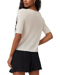 Bella Dahl Textured Ribbed Cashmere-Blend Top