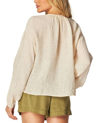 Bella Dahl Shirred Neck Linen Blouse