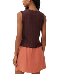 Bella Dahl Textured Ribbed Mock Neck Linen-Blend Top
