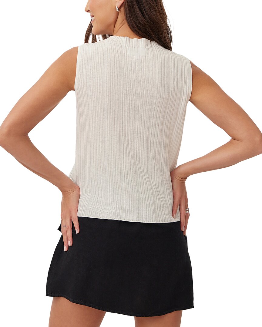 Bella Dahl Textured Ribbed Mock Neck Cashmere-Blend Top