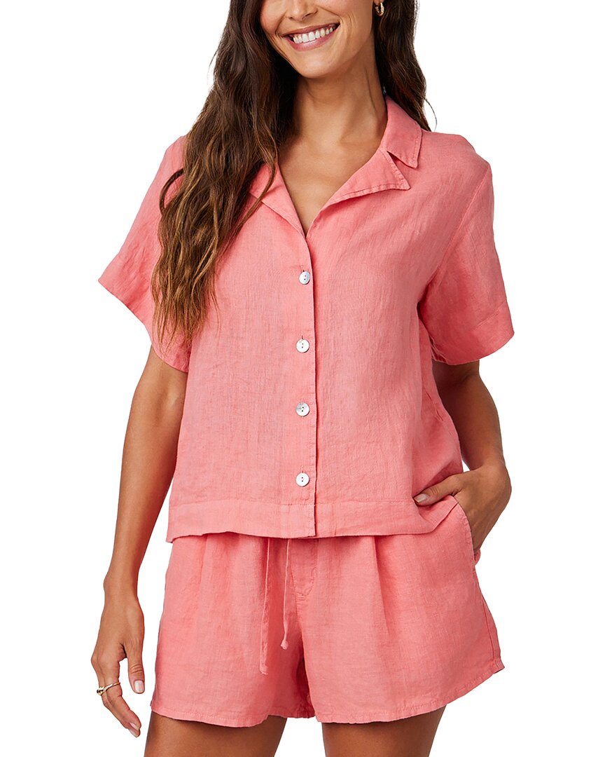Bella Dahl Short Sleeve Flowy Button Down Linen Shirt