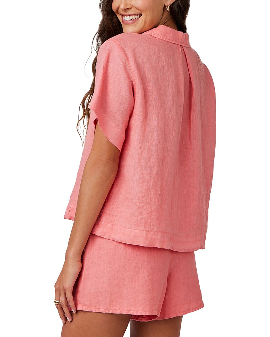 Bella Dahl Short Sleeve Flowy Button Down Linen Shirt