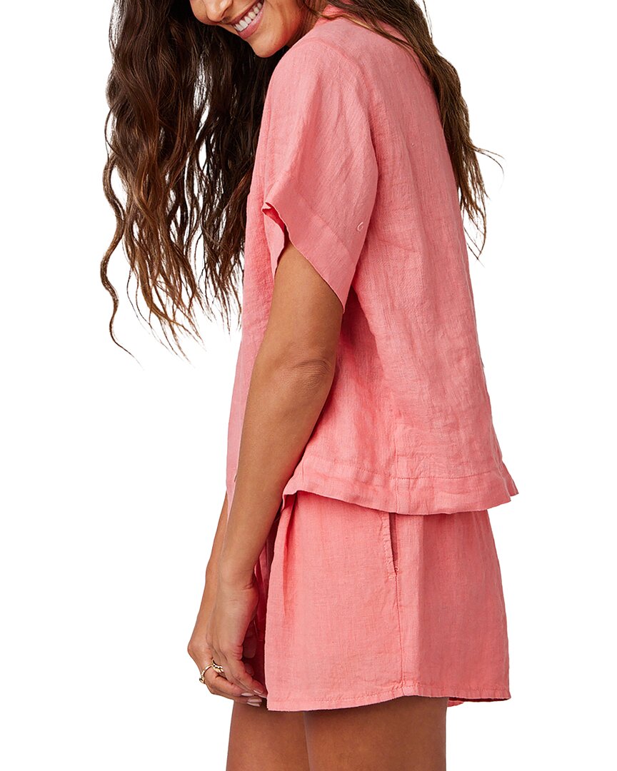 Bella Dahl Short Sleeve Flowy Button Down Linen Shirt