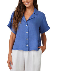 Bella Dahl Short Sleeve Flowy Button Down Linen Shirt