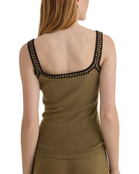 Bella Dahl Crocheted Trim Linen-Blend Sweater Top