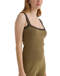 Bella Dahl Crocheted Trim Linen-Blend Sweater Top