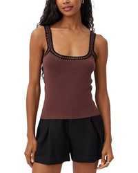 Bella Dahl Crocheted Trim Linen-Blend Sweater Top