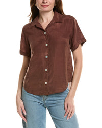 Bella Dahl Cuffed Short Sleeve Linen-Blend Shirt