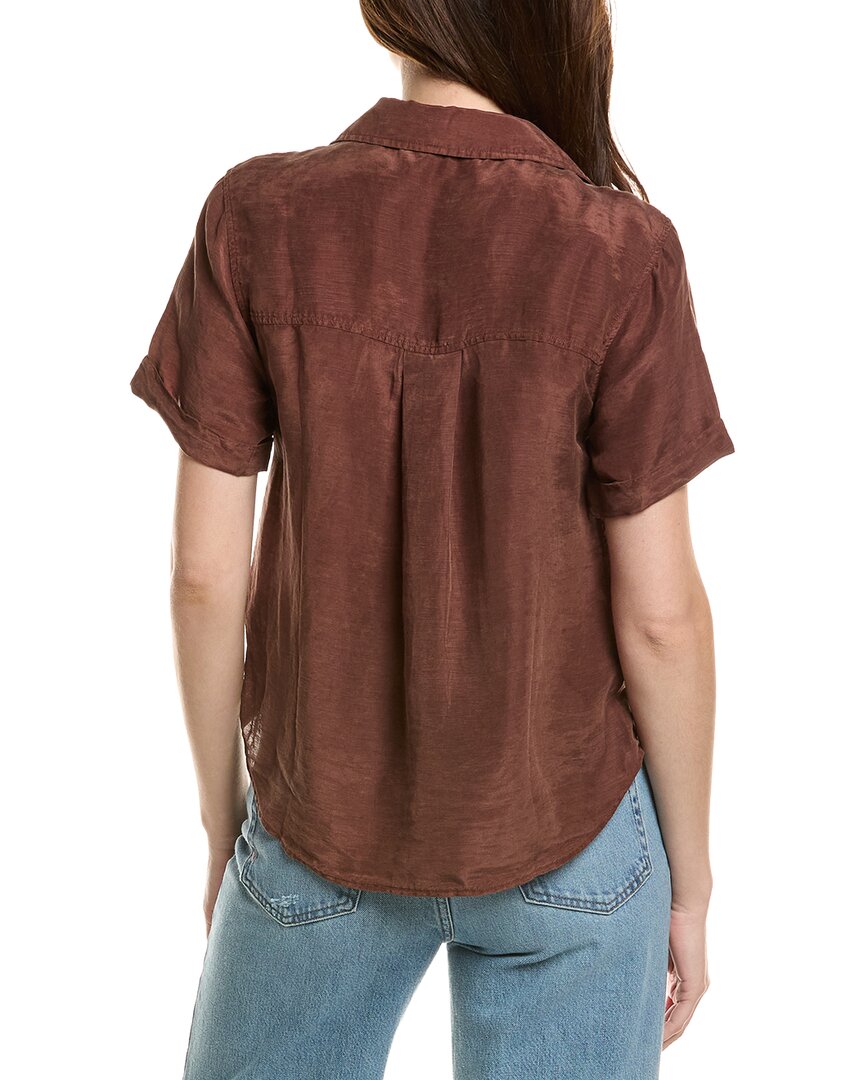 Bella Dahl Cuffed Short Sleeve Linen-Blend Shirt
