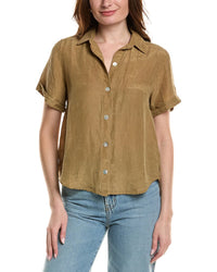 Bella Dahl Cuffed Short Sleeve Linen-Blend Shirt