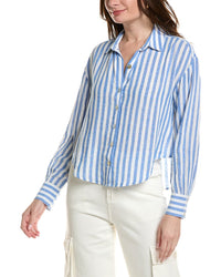 Bella Dahl Drop Shoulder Button Down Linen-Blend Shirt