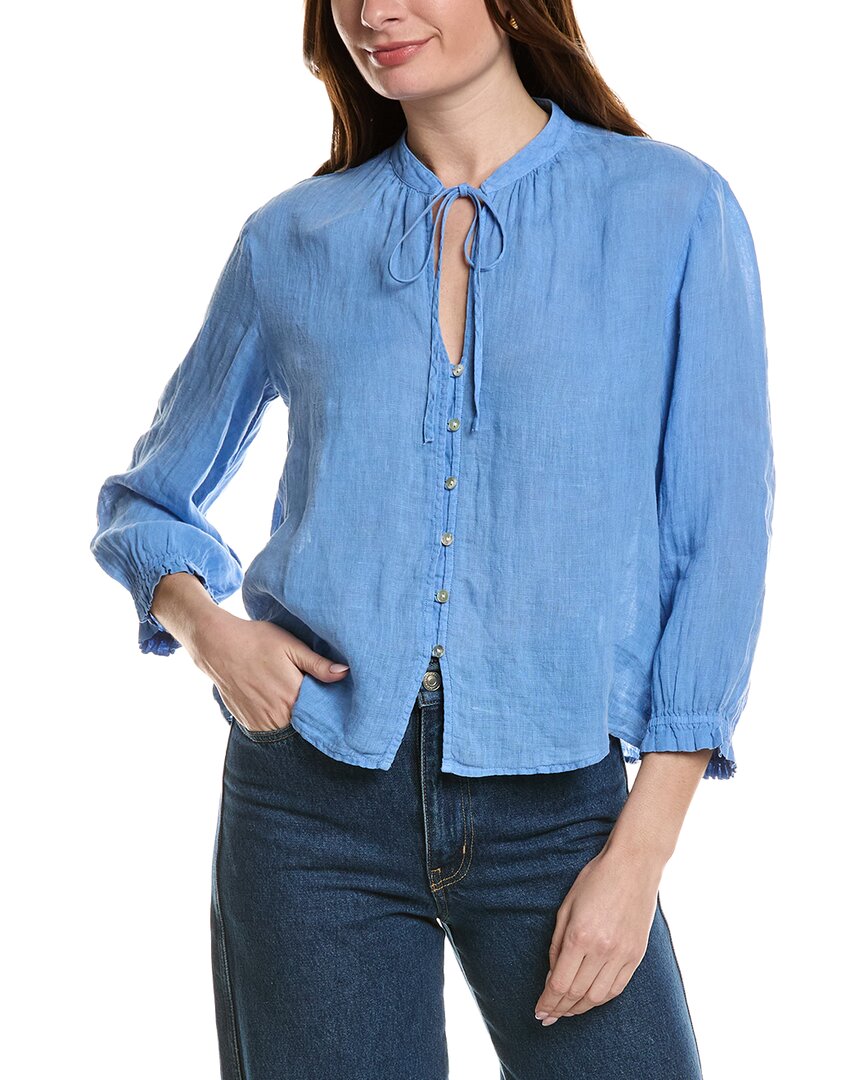 Bella Dahl Short Sleeve Tie Front Linen-Blend Top