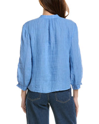 Bella Dahl Short Sleeve Tie Front Linen-Blend Top