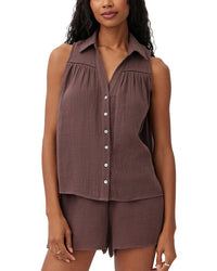 Bella Dahl Sleeveless Ladder Trim Shirt
