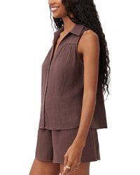 Bella Dahl Sleeveless Ladder Trim Shirt