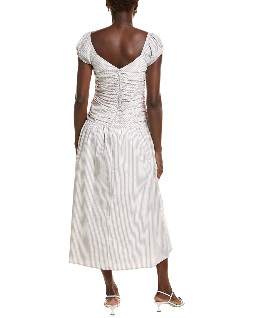 Wayf Ruched Waist Midi Dress | Stripe | Size S