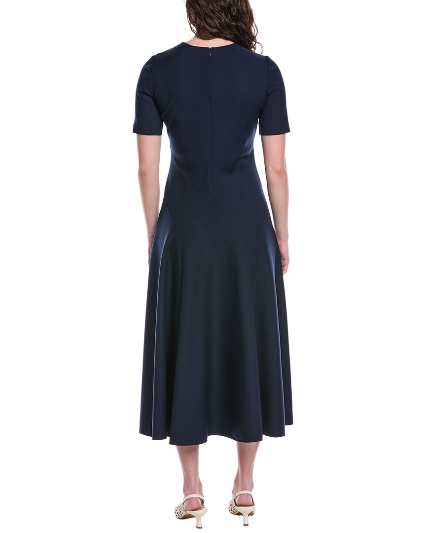 Oscar De La Renta Wave Detail Stretch Wool-Blend Maxi Dress