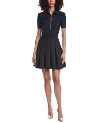 Oscar De La Renta Collared Zip Wool-Blend Day Dress