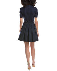 Oscar De La Renta Collared Zip Wool-Blend Day Dress