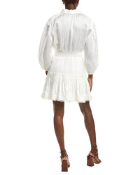 Maje Mixed Media Linen-Blend Mini Dress