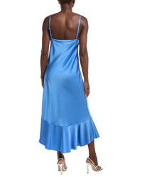 Maje Satin Cowl Neck Midi Dress