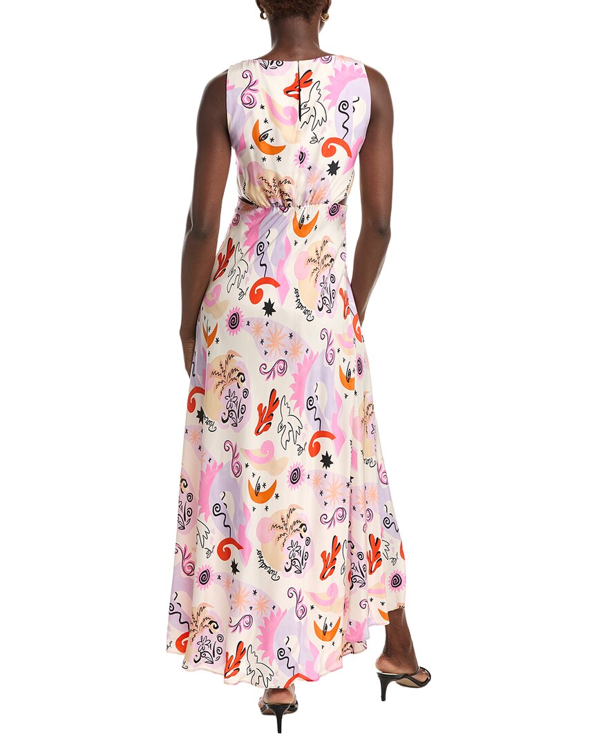 Maje Cutout Waist Silk Maxi Dress