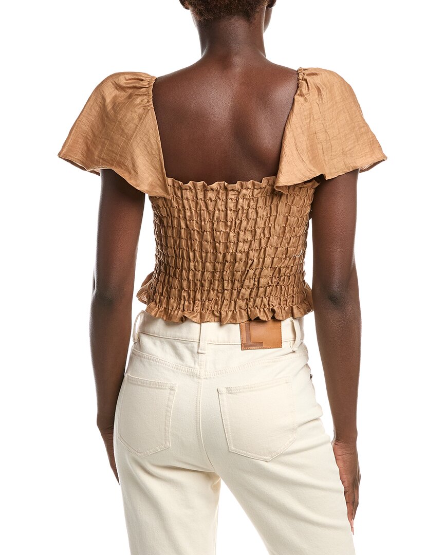 Maje Flutter Sleeve Linen-Blend Top
