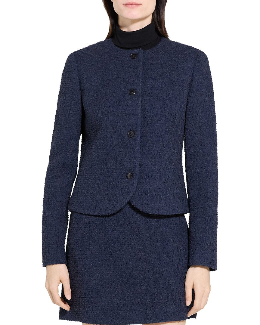 Theory Crew Neck Clean Wool-Blend Jacket
