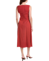 Theory Sleeveless Boatneck Linen-Blend Dress