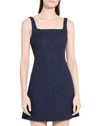 Theory Square Neck Yoke Linen-Blend Dress
