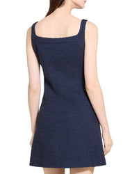 Theory Square Neck Yoke Linen-Blend Dress